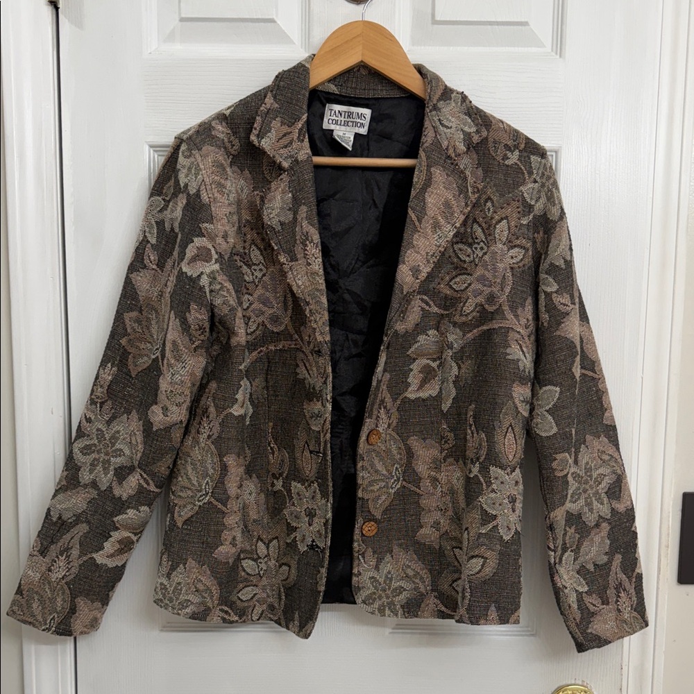 Vintage Tantrums Floral Blazer - Brown and Cream
